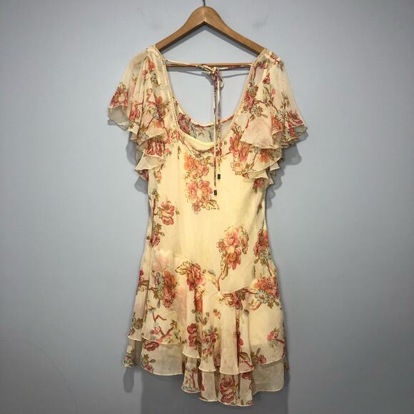 Free People Love To Love Floral Mini Dress Ivory Size L - Picture 4 of 7